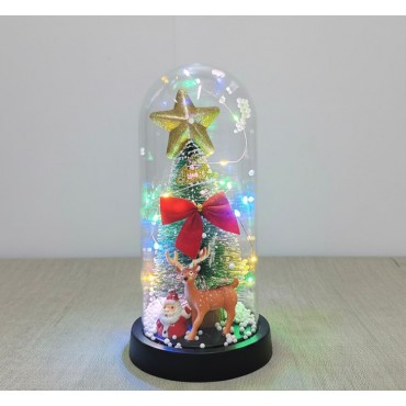 Yılbaşı Temalı Işıklı Dekoratif Cam Fanus - Model 5