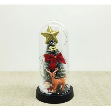 Yılbaşı Temalı Işıklı Dekoratif Cam Fanus - Model 5