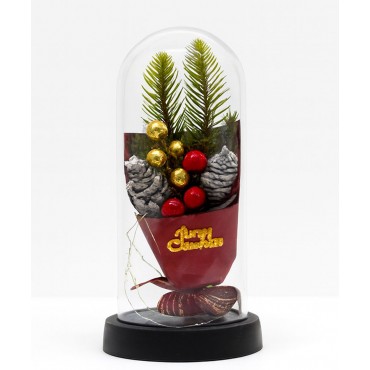 Yılbaşı Temalı Işıklı Dekoratif Cam Fanus - Model 3