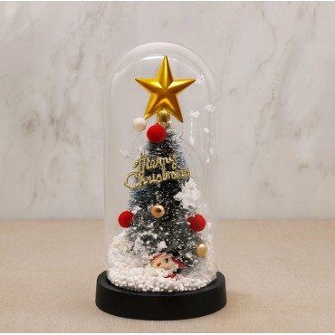 Yılbaşı Temalı Işıklı Dekoratif Cam Fanus - Model 4