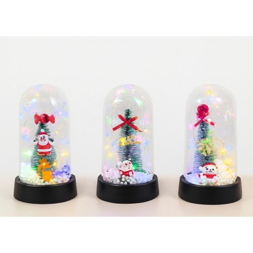 Yılbaşı Temalı Işıklı Dekoratif Cam Fanus - Model 2