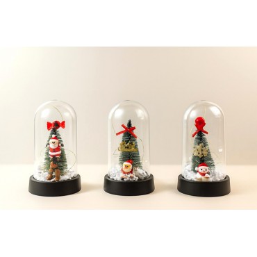 Yılbaşı Temalı Işıklı Dekoratif Cam Fanus - Model 2