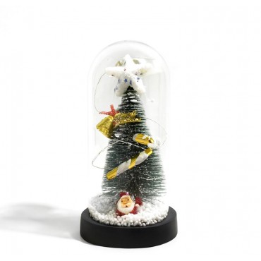 Yılbaşı Temalı Işıklı Dekoratif Cam Fanus - Model 1 