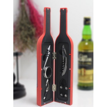 Büyük Boy Şişe Tirbuşon Seti Kırmızı 
