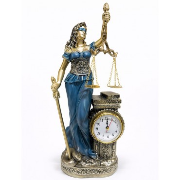 35x14 cm Polyester Saatli Adalet Figürü 