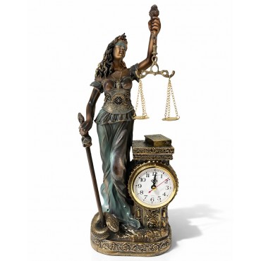 15x10 cm Polyester Saatli Adalet Figürü