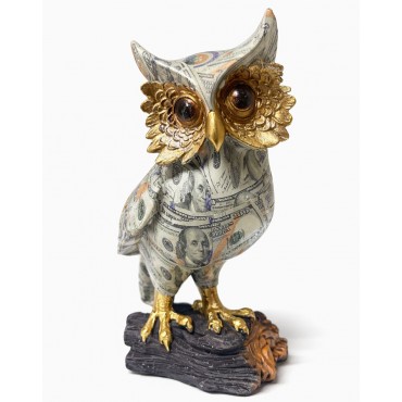 Dolar Baskılı Özel Tasarım Polyester Baykuş - 22x13 cm 