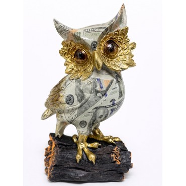 Dolar Baskılı Özel Tasarım Polyester Baykuş - 17x10 cm 