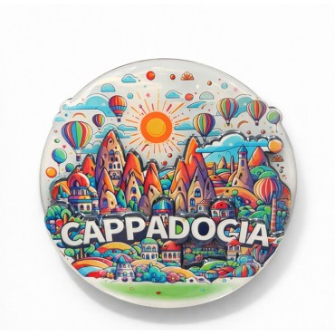 Kapadokya Temalı Ahşap Buzdolabı Magneti Model 3