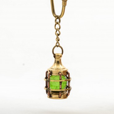 Pirinç Yeşil Gaz Lambası Tasarımı Anahtarlık 