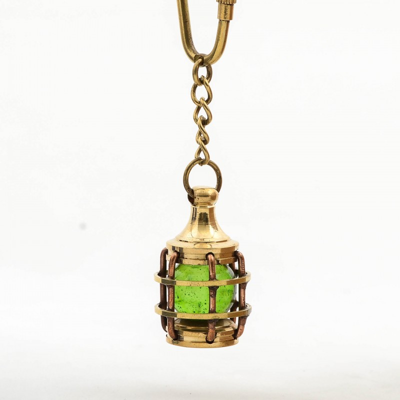 Pirinç Yeşil Gaz Lambası Tasarımı Anahtarlık 