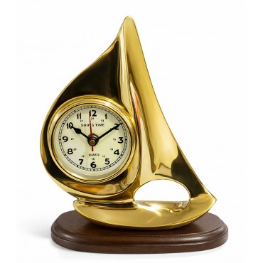 Pirinç Yelkenli Gemi Masa Saati 