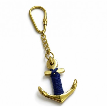 İp Detaylı Pirinç Çapa Anahtarlık 