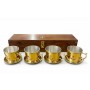38x10 cm Ahşap Kutulu 4'lü Pirinç Fincan Seti 