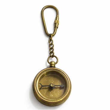 Nostaljik Pirinç Pusula Figürlü Anahtarlık