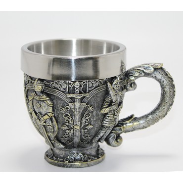 Şövalye Kabartmalı Paslanmaz Çelik Kupa Bardak