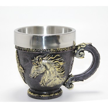 3D Kabartmalı At Büstü Paslanmaz Çelik Kupa Bardak