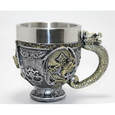 3D Ejderha Figürlü Kabartmalı Paslanmaz Çelik Kupa Bardak
