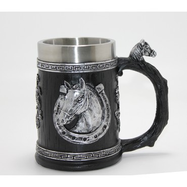 3D Kabartmalı At Büstü Paslanmaz Çelik Kupa Bardak