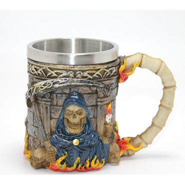 Grim Reaper Azrail Kabartmalı 3D Tasarım Çelik Kupa Bardak