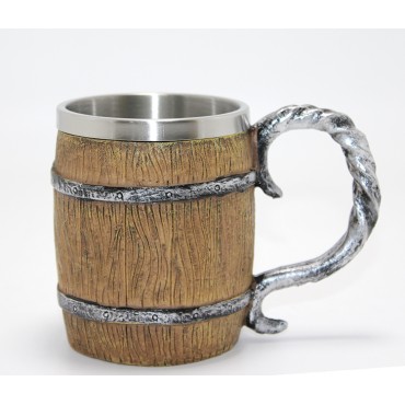 Fıçı Tasarımlı 3D Kabartmalı Paslanmaz Çelik Kupa Bardak 