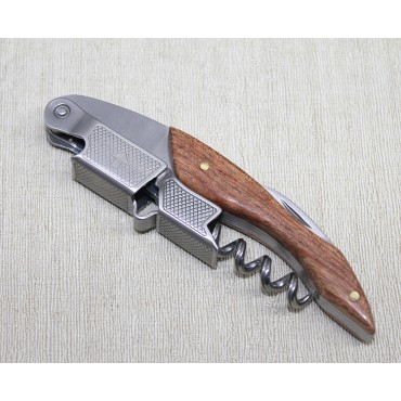 Ahşap Paslanmaz Çelik Tirbuşon Açacak