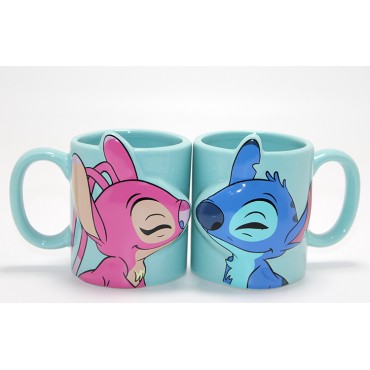 Stitch Ve Angel 3D Figürlü Çift Kupa Bardak Seti 