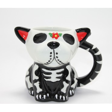 Day Of The Dead Köpek Figürlü 3D Kabartmalı Porselen Kupa 