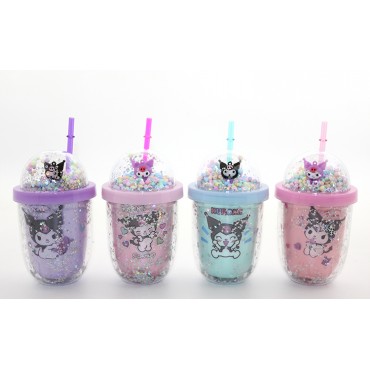 Kuromi Figürlü Pipetli Kapaklı Kupa Bardak 