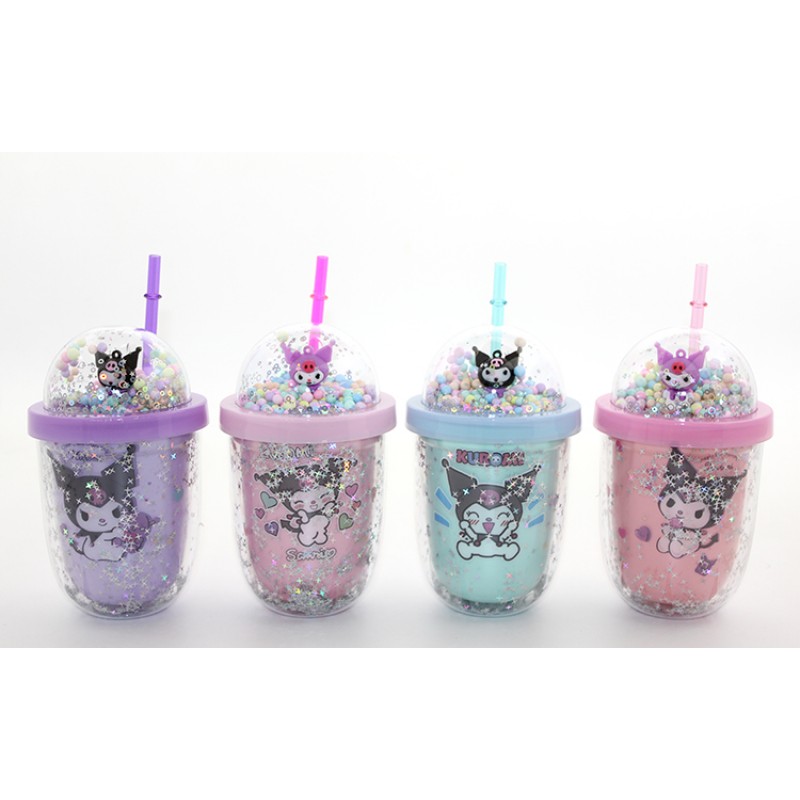 Kuromi Figürlü Pipetli Kapaklı Kupa Bardak 