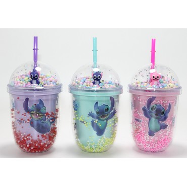 Stitch Figürlü Pipetli Kapaklı Kupa Bardak 