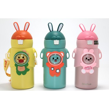 Tavşan Kulaklı Sevimli Ayı Figürlü Çelik Termos 