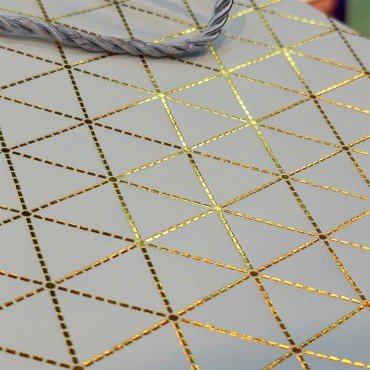 Beyaz Geometrik Desenli Mini Boy Karton Hediye Çantası