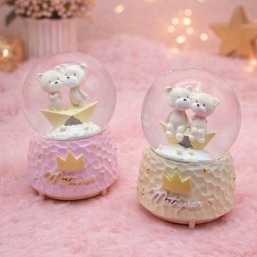 Sevimli Ayıcık Tasarımlı Otomatik Büyük Kar Küresi