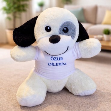 Özür Dilerim Tişörtlü Sevimli Benekli Peluş Köpek