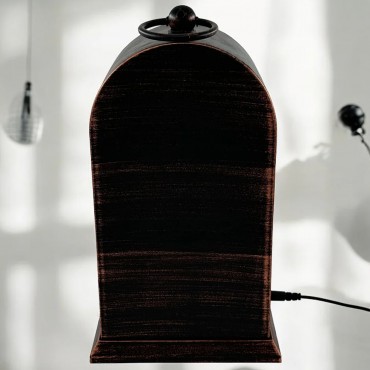 LED Işıklı Siyah Eskitme Şömine Saat