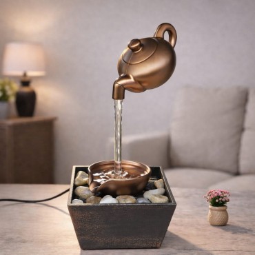 Bronz Demlik Tasarımlı Dekoratif Su Şelalesi