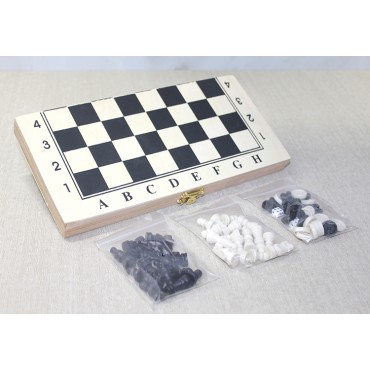 Ahşap Kutulu Satranç ve Tavla Seti - Model 1 