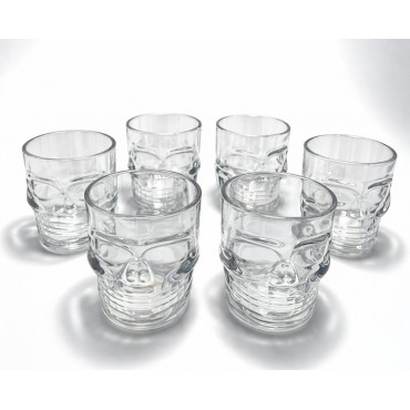 6'lı Kurukafa Şeffaf Cam Shot Bardağı Seti 6x5 cm