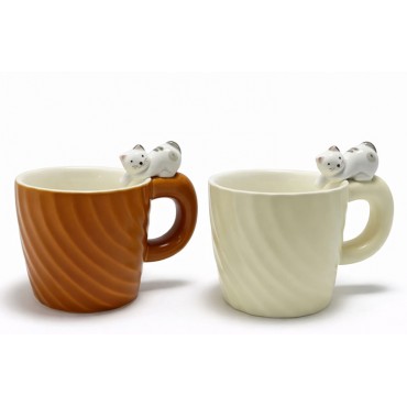 3D Kedi Figürlü Desenli Kupa Bardak 