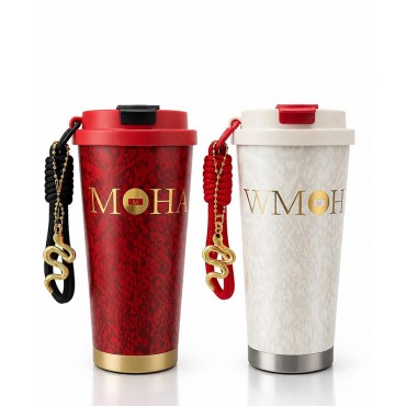 Lüks Tasarım Charm Detaylı Çift Katmanlı Vakumlu Termos Bardak 