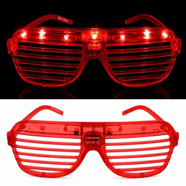 LED Işıklı Panjur Parti Gözlüğü Kırmızı Renk Shutter Gözlük