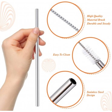 31 cm Ekstra Uzun Paslanmaz Çelik Pipet Seti – 3 Parça (Eğri + Düz + Fırça)