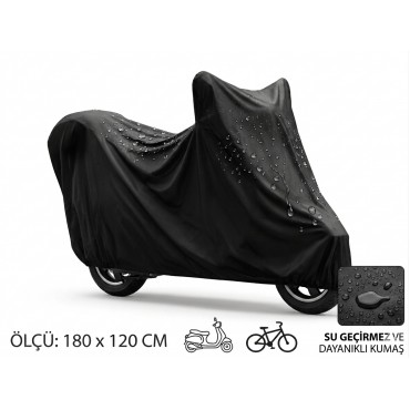 Su ve Toz Geçirmez Motosiklet ve Scooter Koruma Brandası 180x120 cm