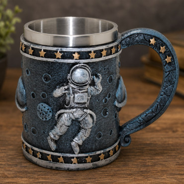 3D Astronot Tasarımlı Kupa Bardak - Çelik İç Yüzeyli - Uzay Teması