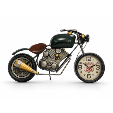 Retro Motosiklet Tasarımlı Duvar Saati - Metal - 44x24 cm Dekoratif Obje