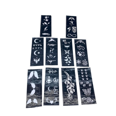 Karışık Desenli Tüp Kına Şablonu - 10'lu Paket - 8x20 cm