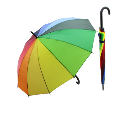 Gökkuşağı Şemsiye - 12 Fiber Telli - Siyah Baston Saplı 