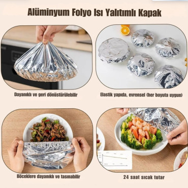 10'lu Bone Kapak - Folyo - Isı Yalıtımlı - Tabak ve Mini Tencere Uyumlu 