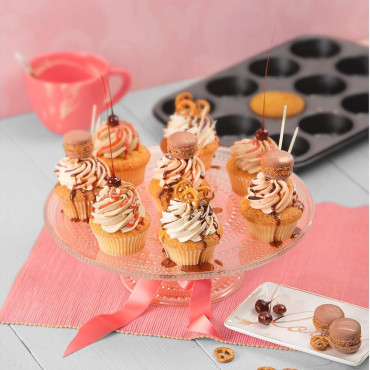 12'li Muffin Kek Kalıbı - Metal - Siyah 